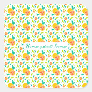 Personalised Watercolor Sweet Oranges Pattern Square Sticker