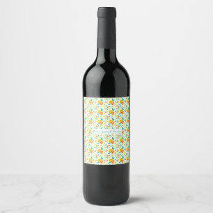 Personalised Watercolor Sweet Oranges Pattern Wine Label