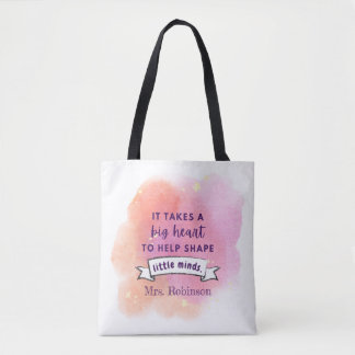 Personalised Watercolor Teacher Tote Bag