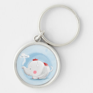 Personalised Watercolor Teacup Elephant Key Ring