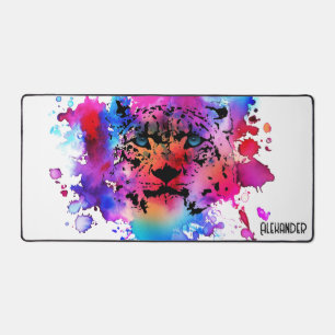 Personalised Watercolor Tiger Head Desk Mat