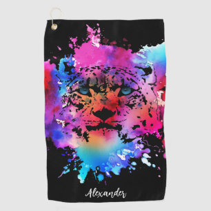 Personalised Watercolor Tiger Head Golf Towel