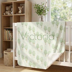 Personalised Watercolor Trees Blanket for Nursery 