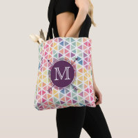 Personalised Watercolor Triangle Pattern Tote