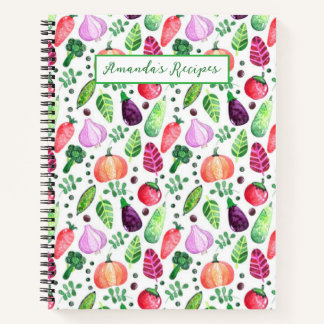 Personalised Watercolor Vegetable Garden Recipe Notebook