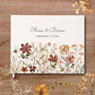 Personalised Watercolor Vintage Wildflower Meadow Guest Book