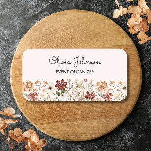 Personalised Watercolor Vintage Wildflower Meadow  Name Tag