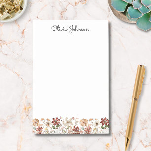 Personalised Watercolor Vintage Wildflower Meadow Post-it Notes