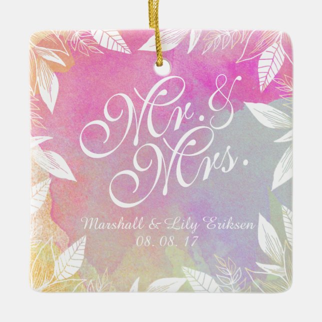 Personalised Watercolor Wedding | Ornament (Front)
