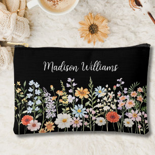 Personalised Watercolor Wild Flower Floral Elegant Accessory Pouch