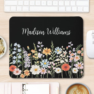Personalised Watercolor Wild Flower Floral Elegant Mouse Mat