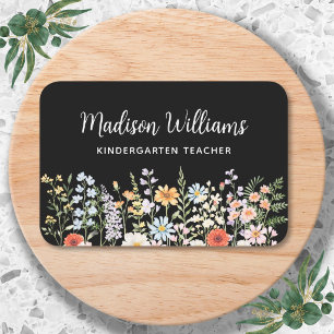 Personalised Watercolor Wild Flower Floral Elegant Name Tag