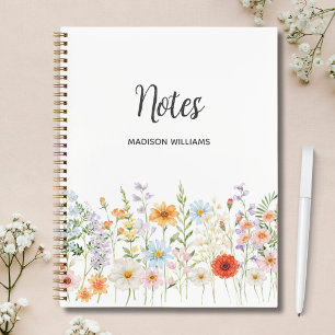 Personalised Watercolor Wild Flower Floral Elegant Notebook