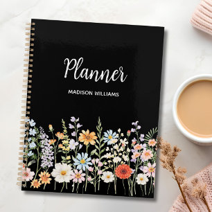 Personalised Watercolor Wild Flower Floral Elegant Planner