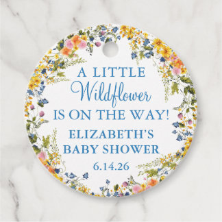 Personalised Watercolor Wildflower Baby Shower Favour Tags