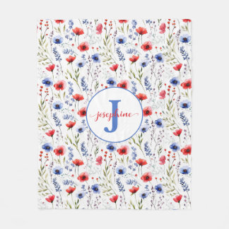 Personalised Watercolor Wildflower Fleece Blanket