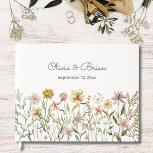 Personalised Watercolor Wildflower Meadow Floral Guest Book
