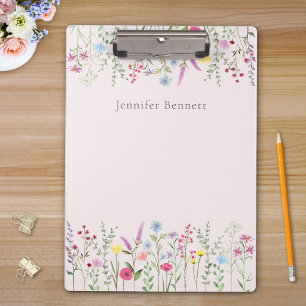 Personalised Watercolor Wildflowers Clipboard
