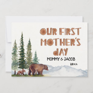 Personalised Watercolor Woodland 1st Mother's Day Card