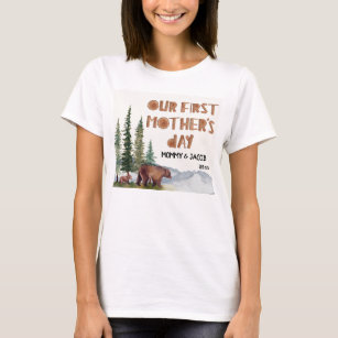 Personalised Watercolor Woodland 1st Mother's Day  T-Shirt