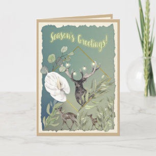Personalised Watercolor Woodland Season Greetings Holiday Card