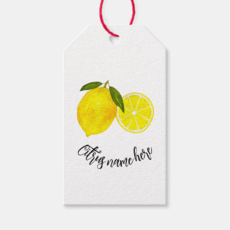 Personalised Watercolor Yellow Lemon Gift Tags