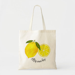 Personalised Watercolor Yellow Lemons Tote Bag