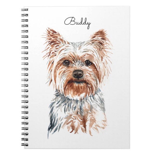 Personalised Watercolor Yorkie Notebook (Front)