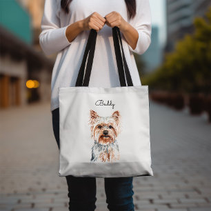 Personalised Watercolor Yorkie Tote Bag