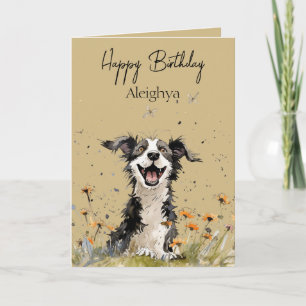 Personalised Watercolour Border Collie Card