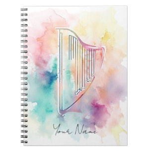 Personalised Watercolour Harp Notebook