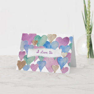 Personalised Watercolour Heart ‘I Love Us’ Card