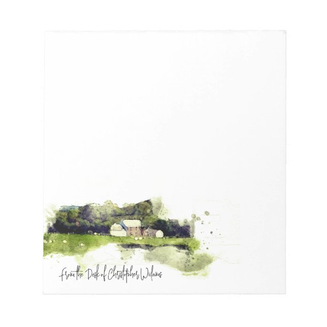 Personalised Watercolour Scottish Farmhouse  Notepad (Front)