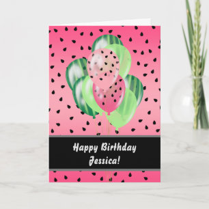 Personalised Watermelon Balloons Happy Birthday Card