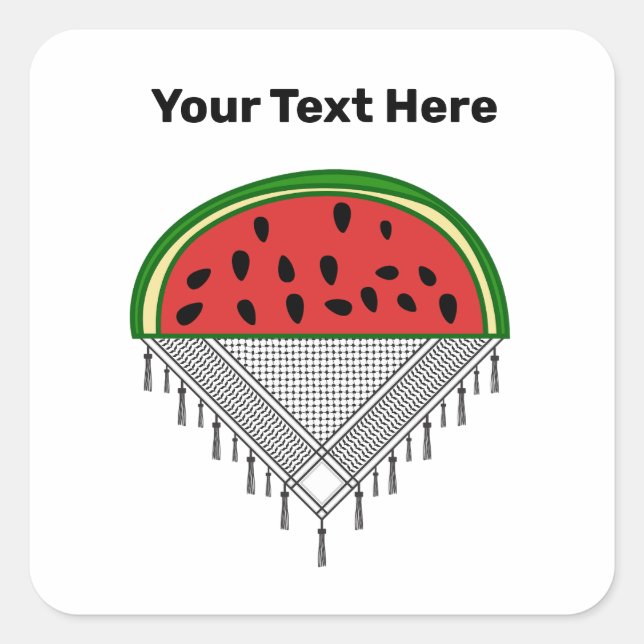Personalised Watermelon & Palestine T-shirt Square Sticker (Front)