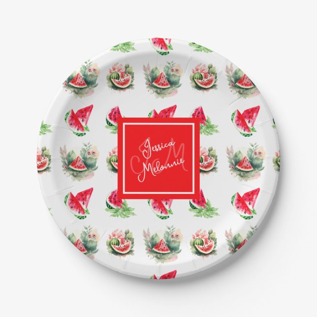 Personalised Watermelon Summer Party  Paper Plate (Front)