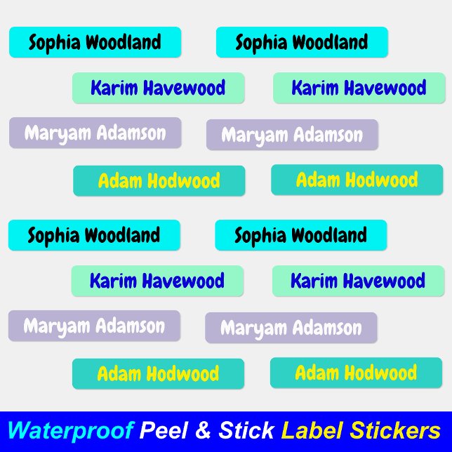 Personalised Waterproof & Watercolor Ocean Name (Personalized Name School Waterproof Modern Labels)