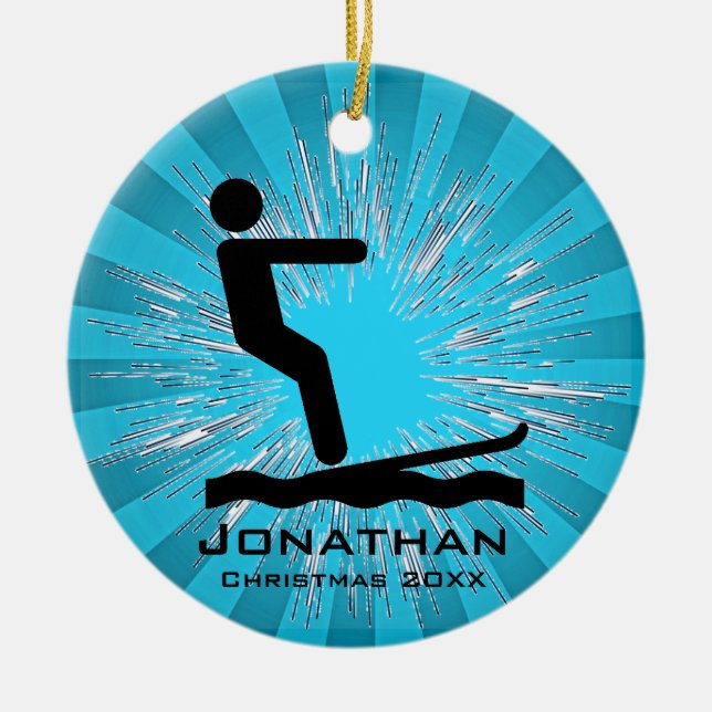 Personalised Waterskiing Ornament (Front)