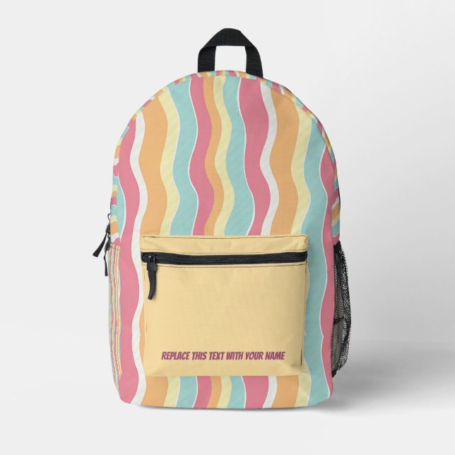 Personalised Wavy Stripe Backpack (Front)