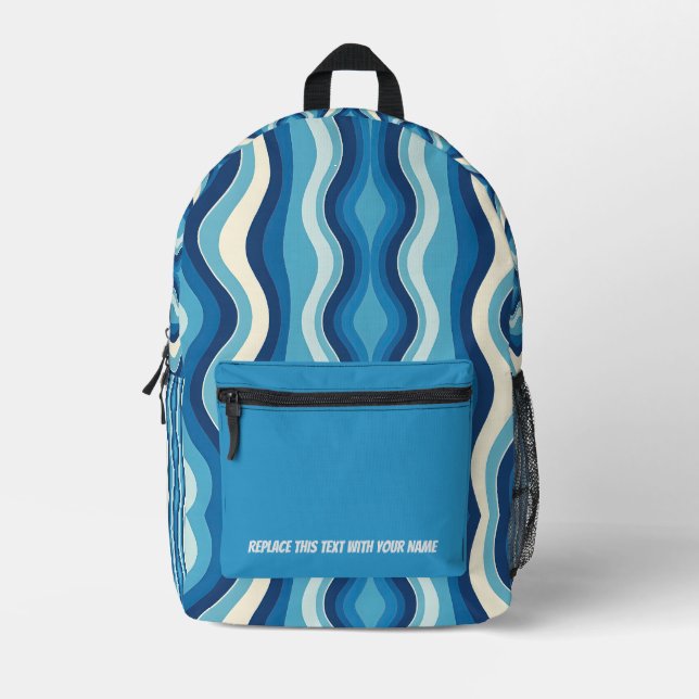 Personalised Wavy Stripe Backpack (Front)