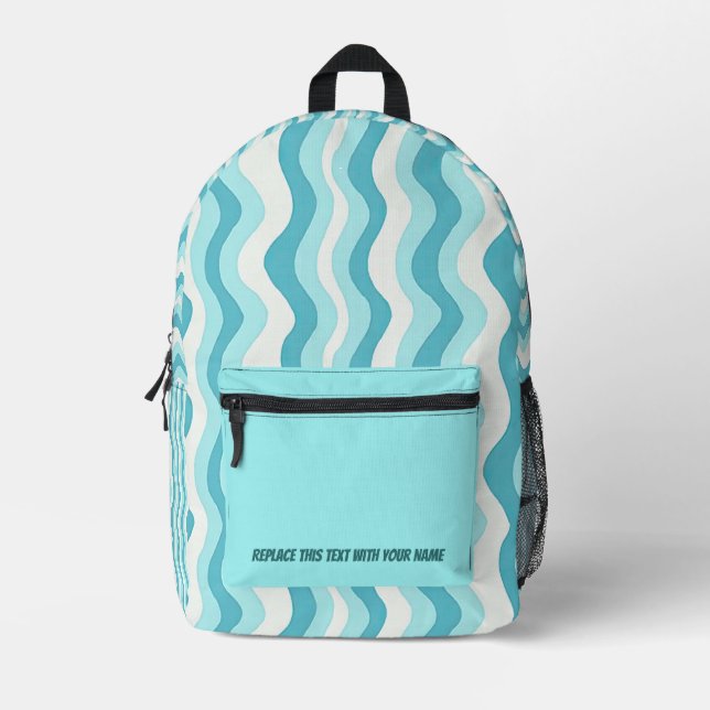 Personalised Wavy Stripe Backpack (Front)