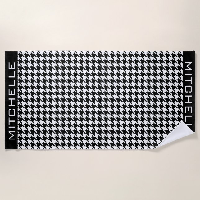 Personalised WB Houndstooth Beach Towel (Front)