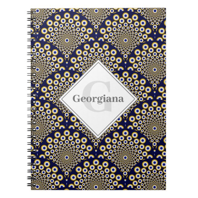 Personalised We Are Watching You Navy & Gold Deco Notebook (Front)