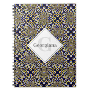 Personalised We Are Watching You Navy & Gold Tiled Notebook