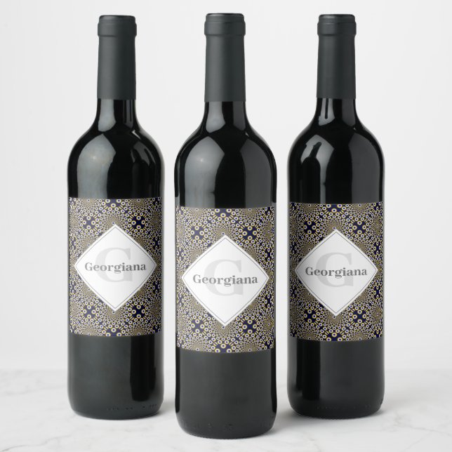 Personalised We Are Watching You Navy & Gold Tiled Wine Label (Bottles)
