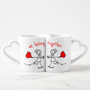 Personalised "we belong together" lesbian couple's coffee mug set