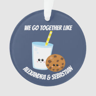 Personalised we go together like milk and cookies ornament