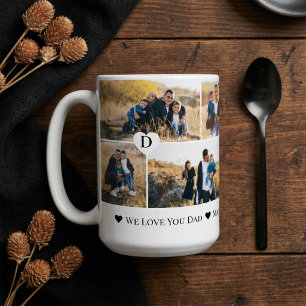 Personalised We Love You Dad Heart Photo Collage Coffee Mug