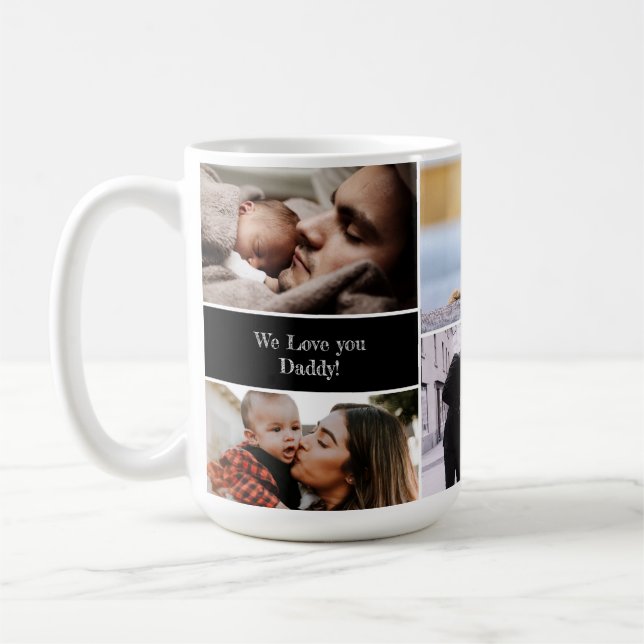 Personalised We love you Daddy Photo Collage Coffee Mug (Left)