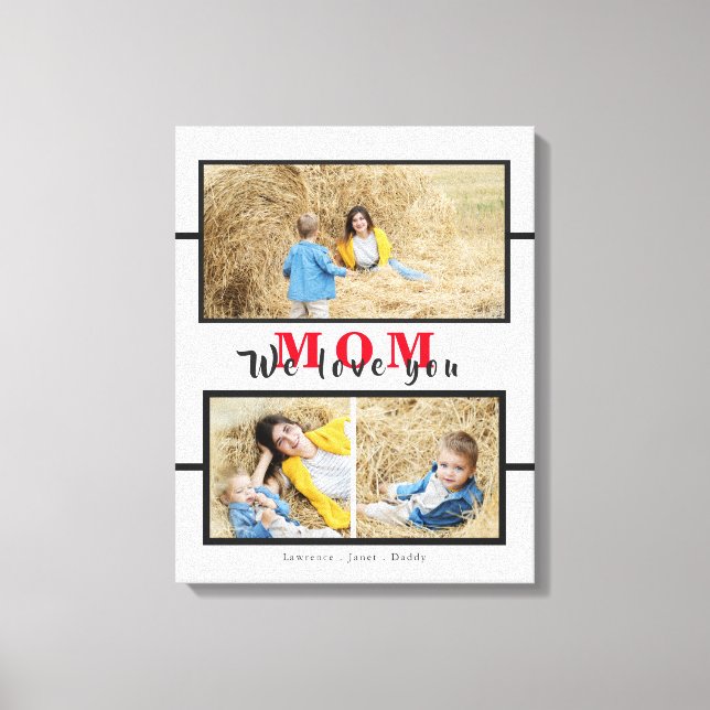 Personalised we love you Mum Grandma Photo Collage Canvas Print (Front)